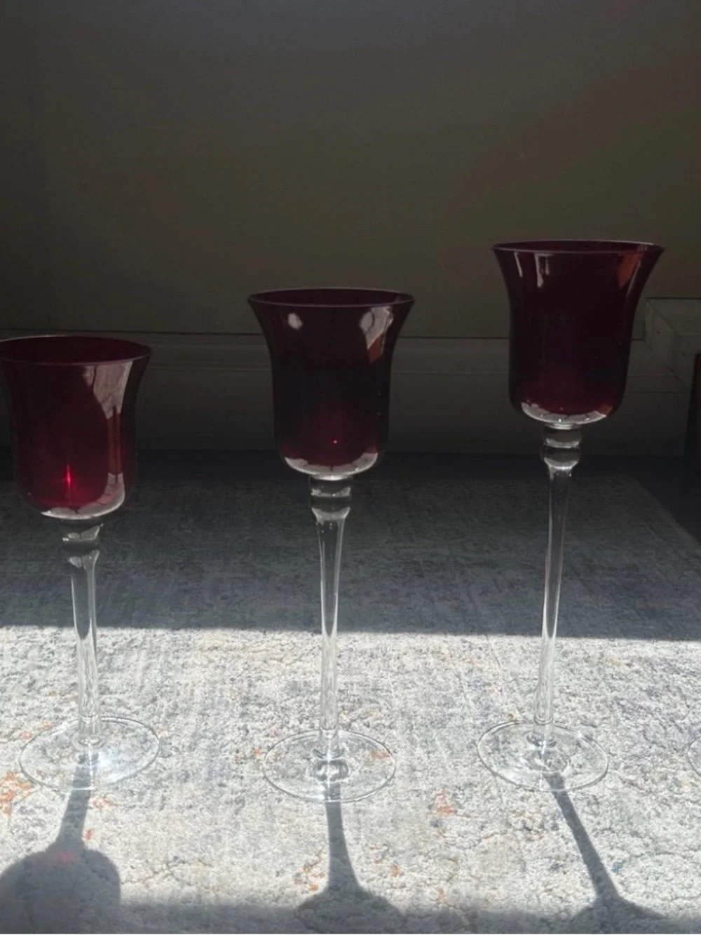 Vintage Ruby Red Glass Votive Candle Holder Set – Set of 5
